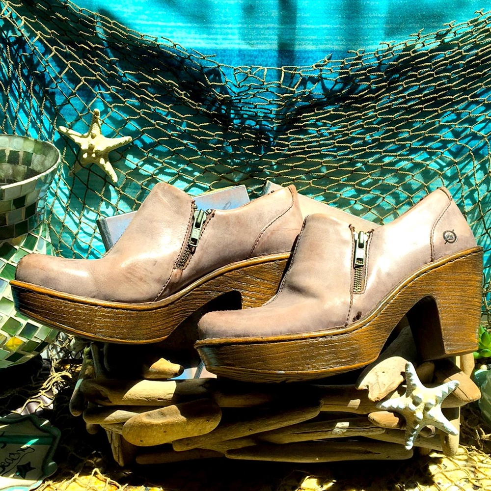 Born Taupe Platform Ankle Boots